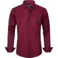 thumbnail image 1 of J.VER Camisas de vestir para hombre, camisa formal de manga larga, elástica, sin arrugas, informal, con botones, 1 of 4