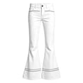 thumbnail image 6 of YaEYa Girls School Uniform Flare Pant Slim Fit Bell Bottom Trousers Fitted Stretch Flare Leg Pants High Waist Casual Slacks With Side Pocket Button Fly Trouser Preppy Clothes (White,11-12 Years), 6 of 6