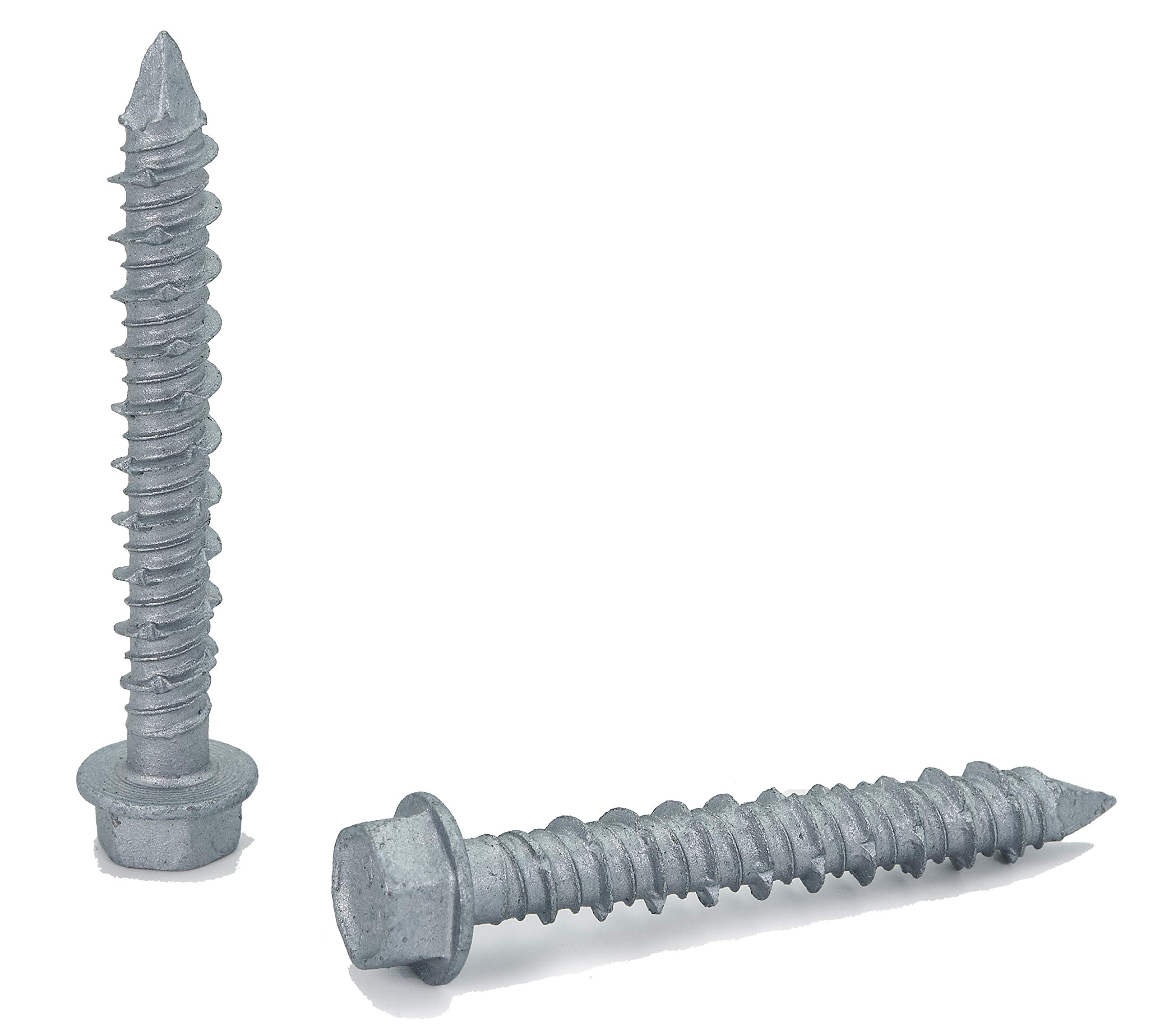 CONFAST 1/4" x 1-3/4" Concrete Screws 410 Stainless Steel Hex with Concrete Drill Bit for Anchoring to Masonry, Block or Brick (50 per Box)