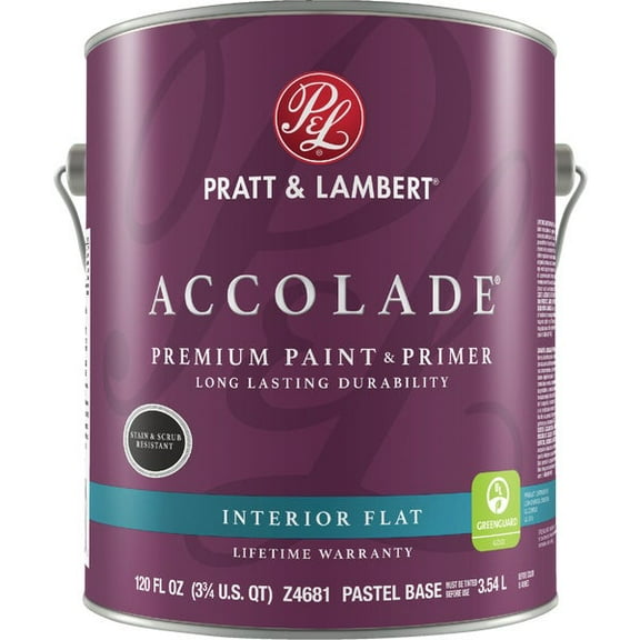 Pratt & Lambert Accolade Premium 100% Acrylic Paint & Primer Flat Interior Wall Paint, Pastel Base, 1 Gal.