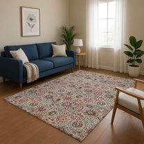 Addison Rugs Mayfield Premium Machine Washable Transitional Floral Paprika Rectangle Rug, 3' x 5'