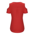 thumbnail image 4 of Jewelreauty Plus Size Tunic Tops for Women Casual Cold Shoulder Half Zipper Tees Summer Short Sleeve Tshirts (S, Red), 4 of 8