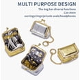 thumbnail image 3 of Mini Leather Jewelry Box for Women, Portable Vintage Leather Coin Purse, Jewelry Case with Kiss Lock, Mini Travel Ring Box for Earring Ring Necklace (Golden with Chain), 3 of 10