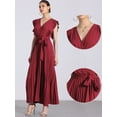 thumbnail image 2 of DARING DIVA Maxi Ruffled Sleeve V Neck Pleated Dress S Red, 2 of 6