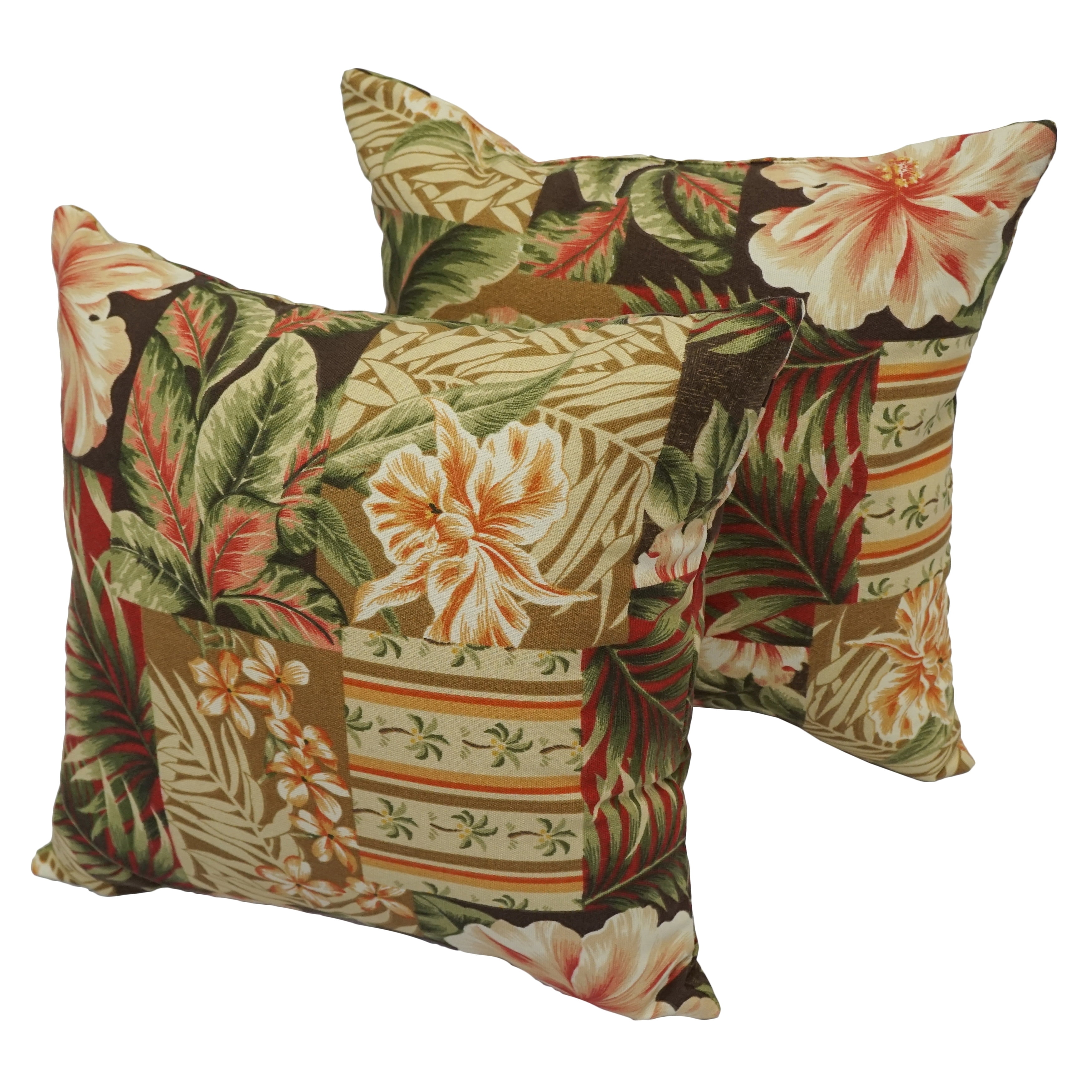 Blaziing Needles 17-inch Outdoor Spun Polyester Throw Pillows (Set of 2) - Garden Patch