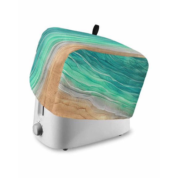 Fsddascl Teal Ombre Coastal Small Toaster Cover 2 Slice, Kitchen Appliance Covers, Summer Nautical Beach Ocean Seaside Toaster Oven Cover with Loop, Bread Machine Cover Dust Cover Protection