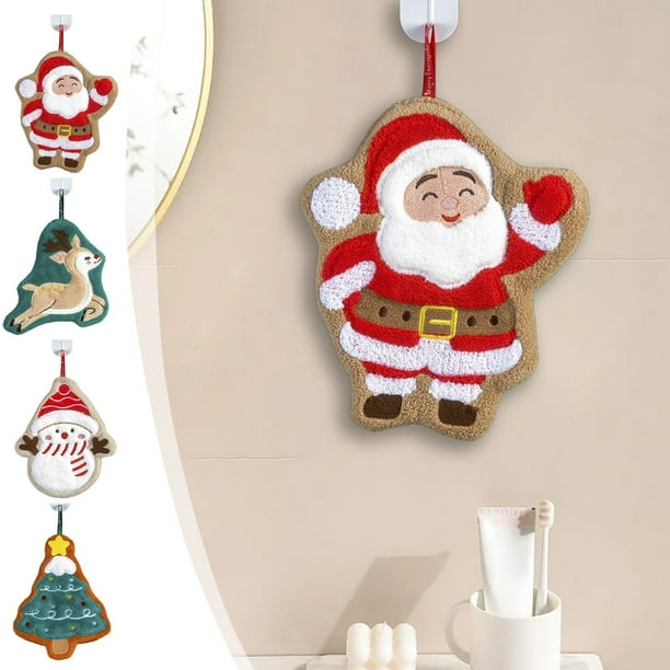 Toalla de Mano Navideña | Material: Poliéster | Diseños Navideños Clásicos | 22 X 21 X 1 Cm | Toalla de Baño Infantil | Color