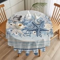 thumbnail image 3 of Navy Blue Starfish Coastal Round Tablecloth 54 inches Beach Botanical Coral Nautical Waterproof Oil-Proof Table Cloth Round Table Cover for Holiday Party Picnic Dinner Decor Indoor and Outdoor Use, 3 of 9