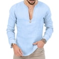 thumbnail image 3 of VJATTWR Long Sleeve Mens Shirts Casual Pullover Shirts for Men Lightweight Stripes Men Tshirts L, 3 of 6