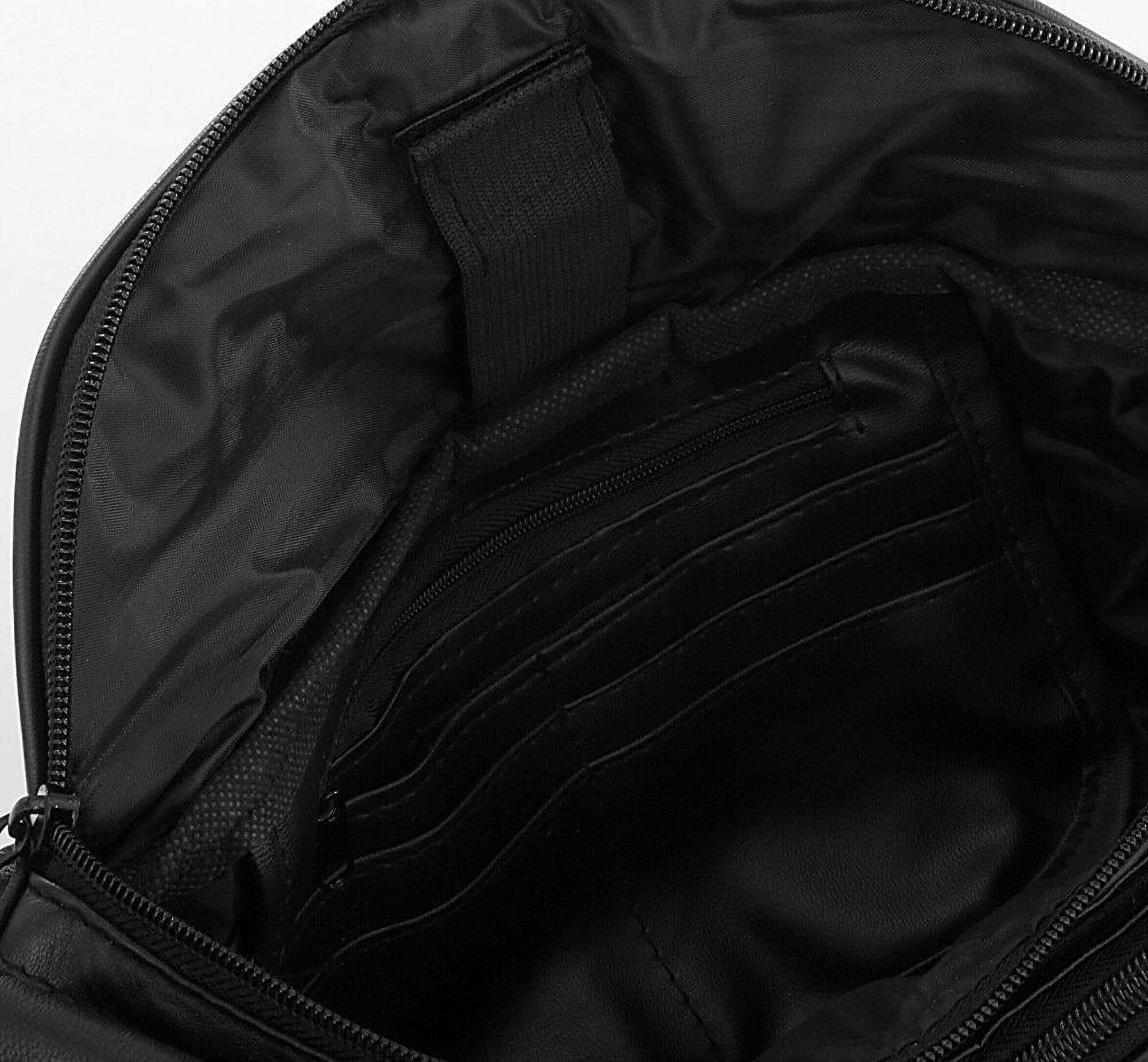New Large 8 Pocket Genuine Leather Waist Hip Lumbar Fanny Fannie Pack Bag Black with Dual Cell Phone Pockets and Dual Organizer