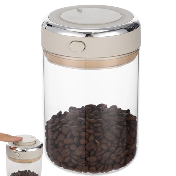 Glass Coffee Canister 1100ml, Airtight Coffee Bean Storage Jar with One-Way CO Vent, Date Tracking Dial & One-Press Seal Lid, High Borosilicate Glass Coffee Container for Tea Sugar