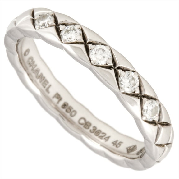 Pre-Owned CHANEL Coco Crush Ring with Diamond, #45 J11355, Pt950, 3.5g, Platinum,... (Good)