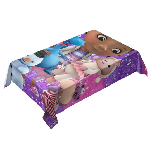 Doc Mcstuffins-theme square tablecloth has an iconic print, fits most tables, and is easy to care for perfect gifts for fans friends and family,55" x 71"(140*180cm)