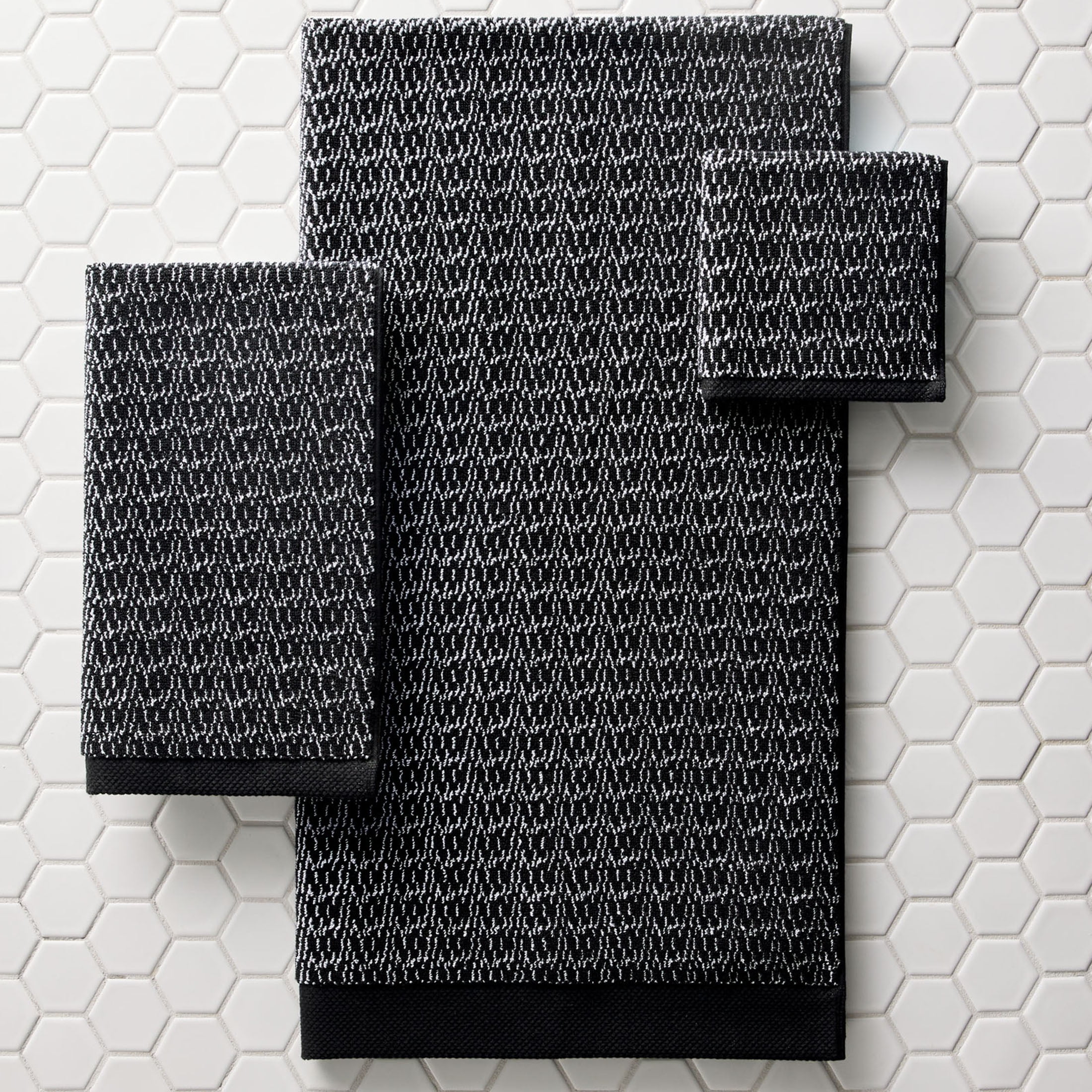 Better Homes & Gardens Signature Soft Cotton Melange 6-Piece Bath Towel Set, Rich Black