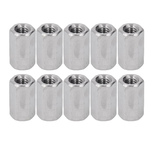 "Premium 304 Stainless Steel M8 Hex Coupling Nuts - 10-Piece Set for Secure Threaded Rod Connections in Home & Mechanical Applications"