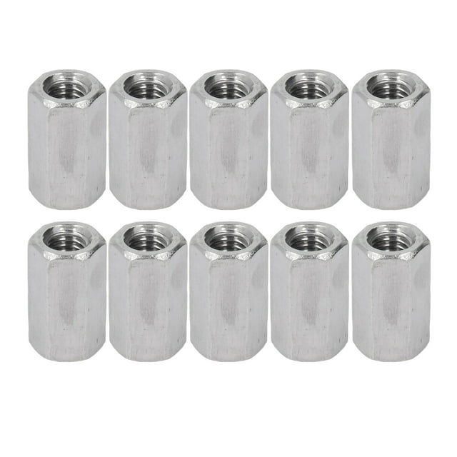 "Premium 304 Stainless Steel M8 Hex Coupling Nuts - 10-Piece Set for Secure Threaded Rod Connections in Home & Mechanical Applications"
