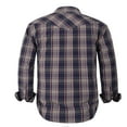 thumbnail image 2 of Men’s Western Pearl Snap Button Down Casual Long Sleeve Plaid Cowboy Shirt (#26 Blue/Grey/Brown, S), 2 of 2