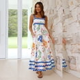 thumbnail image 3 of IBTOM CASTLE Women's Summer Casual Dress Spaghetti Long Maxi Sundress Elegant Empire Waist Beach Trendy Weeding Guest Dress M White Flower Print, 3 of 8