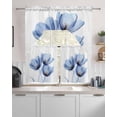 thumbnail image 2 of Light Blue Tulip Kitchen Curtains Swag Valance and Tier Curtains Set 36 Inch Length, Elegant Modern Rustic Botanical Floral Rod Pocket Drape Panels Pair Swag Curtain for Bathroom/Cafe/Window, 2 of 6