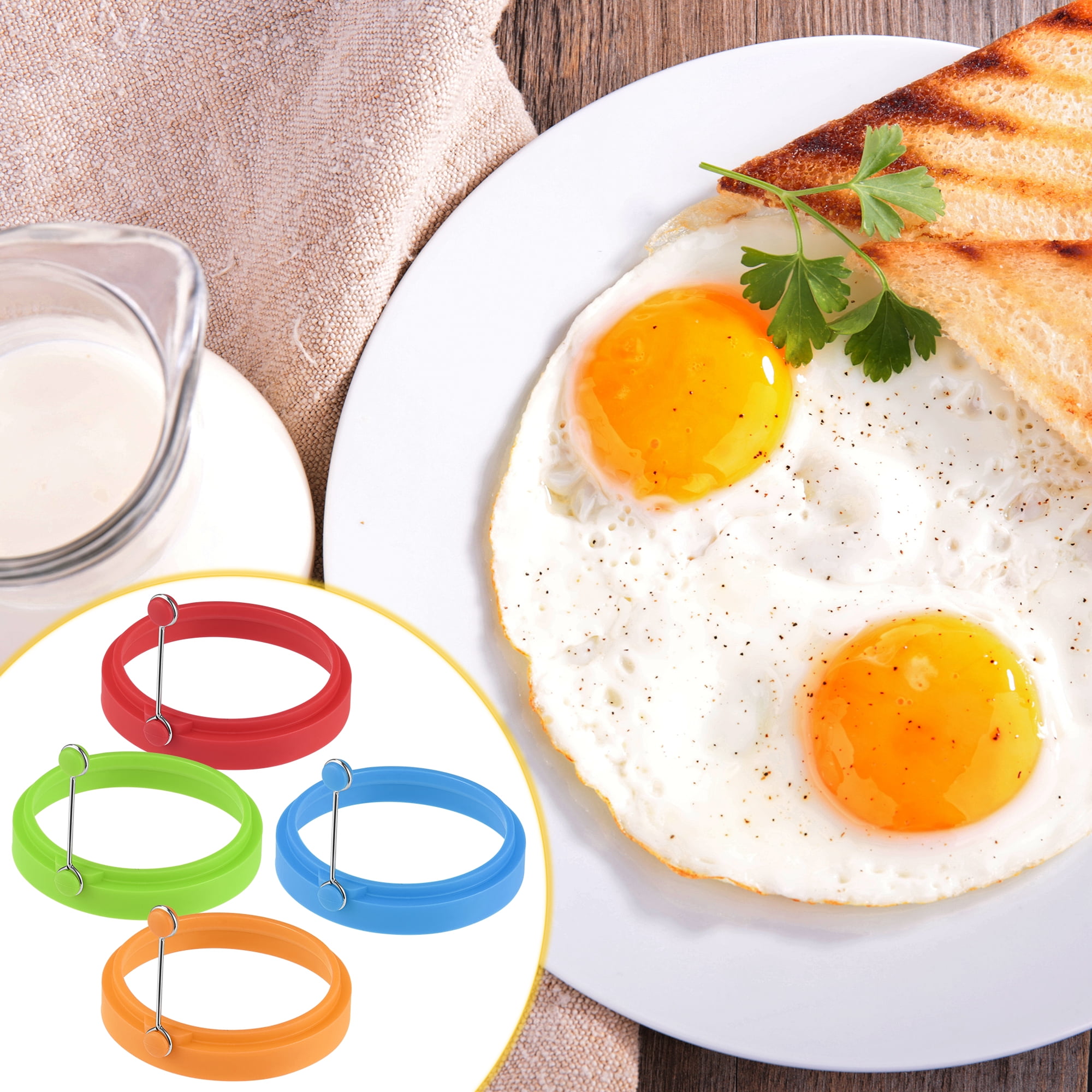 Nafxzy Egg Ring, 4 Pack Stainless Steel Egg Ring with Non Stick Metal Shaper Circles for Fried Egg McMuffin Sandwiches, Egg Maker, Set of 4