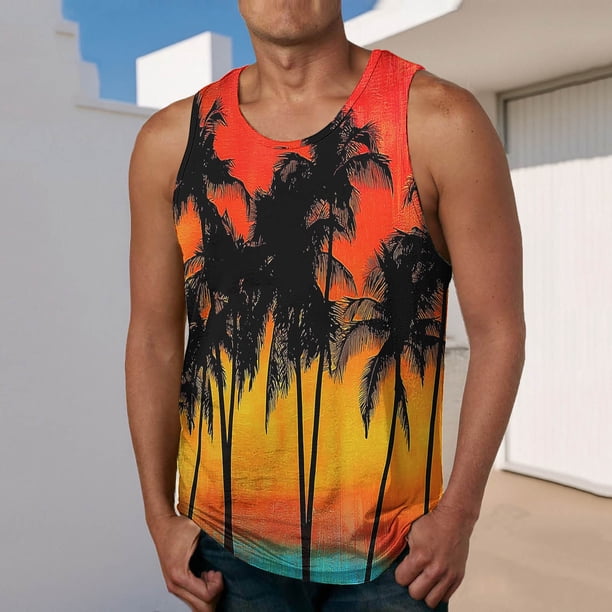 Camiseta sin mangas de cuello redondo para hombre, ropa deportiva para el hogar, pijamas, camiseta de color liso, blusa deportiva de poliéster para hombre