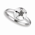 thumbnail image 2 of Solid 925 Sterling Silver Beach Flower High Polish Sand Dollar Women Stackable Band Ring, GIFT FOR HER, 2 of 3