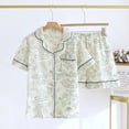 thumbnail image 2 of Mrzhqd Fashion Pajamas Set For Women Sleepwear Summer Thin Double Layer Pure Cotton Short Sleeved Shorts Cotton Home Wear Pajamas Set Green Xl, 2 of 3