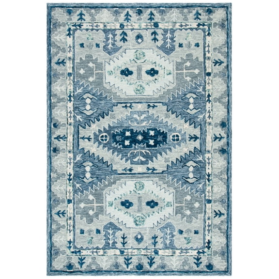 SAFAVIEH Capri Collin Southwestern Wool Area Rug, Blue/Grey, 3' x 5'