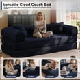 thumbnail image 6 of Convertible Floor Sofa Bed, Holaki 63" Foldable Compression Loveseat Lounge Sleeper Sofa with Pillow & Fixed-Shape Frame, Corduroy Folding Boneless Sofa Couch for Living Room, Small Space, Blue, 6 of 8