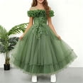 thumbnail image 2 of WRKEKC Girls Floral Dress Sleeveless One Shoulder Sequin Sparkle Tulle Wedding Pageant Gown Breathable for 7-13 Years, 2 of 6