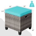 thumbnail image 3 of Patiojoy Set of 2 Outdoor Rattan Cushioned Ottoman Seat All Weather Patio Footrest Turquoise, 3 of 6