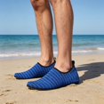 thumbnail image 5 of QWKLEAJ Striped Pattern Water Shoes for Women Men Quick-Dry Aqua Socks Swim Beach Barefoot | Yoga Exercise Wear Sport Accessories Pool Camping Must Haves River Hiking Youth Adult Blue 6, 5 of 6