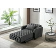 thumbnail image 5 of Living Room Modern Accent Lounge Chaise Chair Leisure Barry Sofa Polyester Fabric Button Tufted Recliner Chair Sleeper Bed with Adjustable Backrest, Side Pocket, Cup Holders, for Bedroom, Dark Gray, 5 of 7