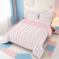 thumbnail image 2 of Erosebridal Linear Geometric Print King Size Comforter Sets,Mid-Century Stripes Comforters King Size,Pink Reversible,3-Piece,1 Comforter and 2 Pillowcases, 2 of 7
