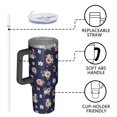thumbnail image 4 of 40oz Pioneer Flower Floral Print Pattern Insulated Tumbler with Handle, BPA-Free Leak Proof Lid and Straws, Double Wall Vacuum, Hot 12h/Cold 34h, 4 of 6
