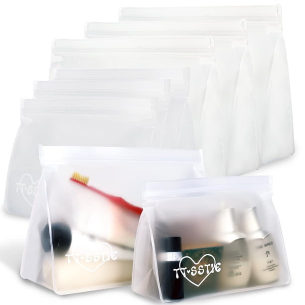 Bolsas de aseo TT·SSTIE transparentes de PEVA aprobadas por la TSA, paquete de 8