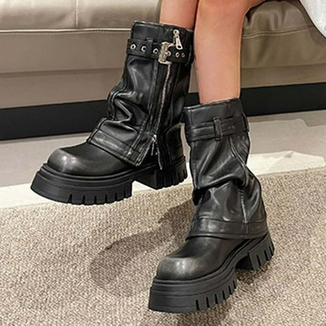 Cameland Mode Décontractée pour Femmes Artefact Automne et Hiver Mode Décontractée Style Fille Chaude Bottes Courtes à Talon Épais