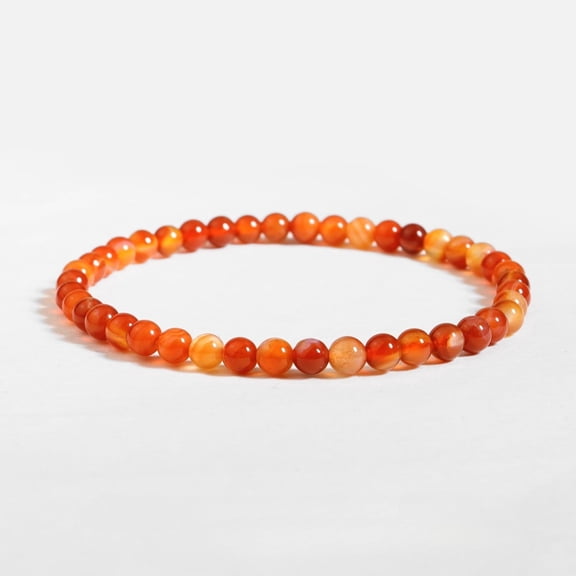 Orange Carnelian Beaded Stretch Bracelet for Women,Round Bead Elastic Bracelet, Boho Jewelry, Handmade Stackable Gemstone Bracelet for Everyday Wear
