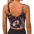 thumbnail image 3 of Haiem Romantic Paris Pattern Womens Sports Bra - U Neck Padded Low Impact Yoga Bra Workout Crop Top Gym Moisture-Wicking Workout Vest -Large, 3 of 9