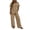 Khaki, variant on Two Piece Lounge Sets for Women Fashion Buttons Side Slit Solid Color Round Neck Short Sleeve Tops Elastic Waist Pants Sets Lounge Sets Wide Leg Pants Sets with Pockets
