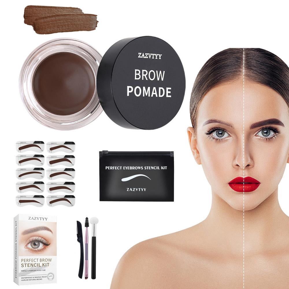 Ipretty Eye Brow Stamping Kit Eyebrow Pomade for Women Waterproof Eyebrow  Stencil Kit With 10 Reusable Eyebrow Stencils and Sponge Applicator steady  - Walmart.com