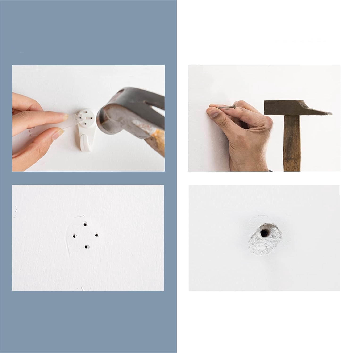 Picture Hangers Hanging Kit, Heavy Duty Hooks for Stucco/Concrete/Hard Walls Without Drilling, Invisible Nail