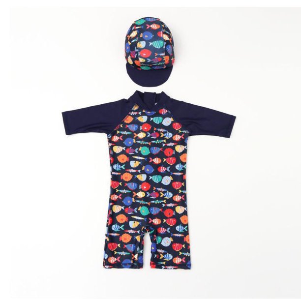 Baby Boys and Girls One Piece Swimsuit Upf 50+ Sun Protection 3/4 Sleeve Full Zip Rash Swimsuit