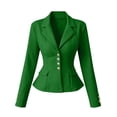 thumbnail image 5 of JGGSPWM Women Long Sleeve Blazer Suit Office Work Casual Open Front Turndow Collar Pocket Lightweight Jacket with Decorative Gold Buttons Green XXL, 5 of 5