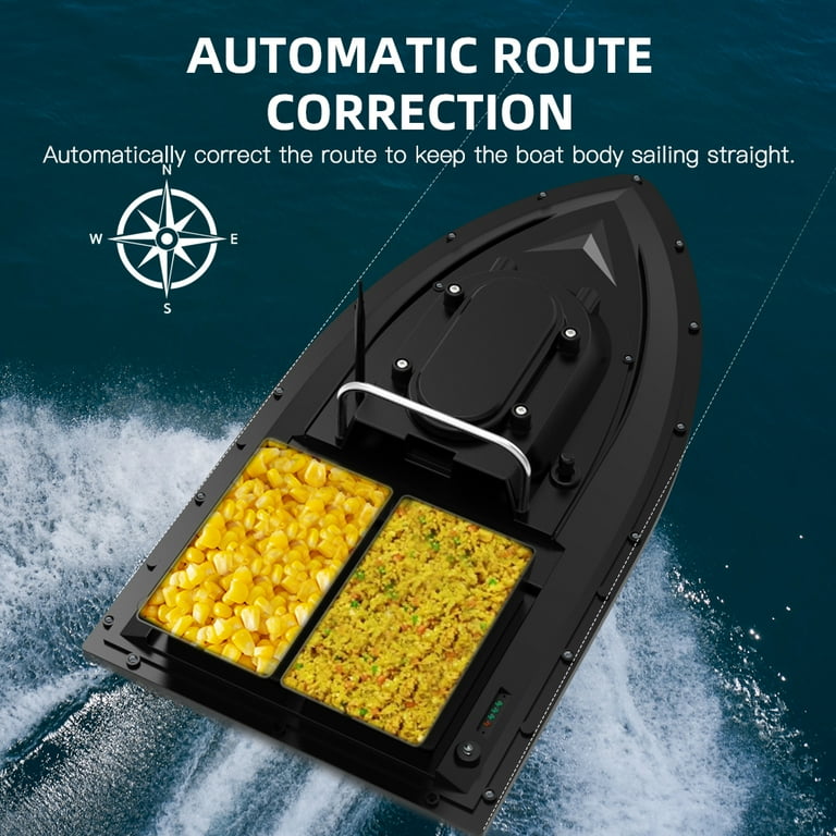 Lightakai - Remote Control Feeding Boats, 500 m RC Fishing Bait Boat Feeder  Boat with Remote Control, Remote Control Boat for Fishing Load 1.5 kg with