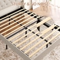 thumbnail image 4 of Full/Queen Bed Frame with Type-C & USB Ports, Upholstered Platform Bed Frame with Wingback & Button Tufted Headboard, Solid Wood Slats Support, No Box Spring Needed, Noise-Free, Khaki, 4 of 7
