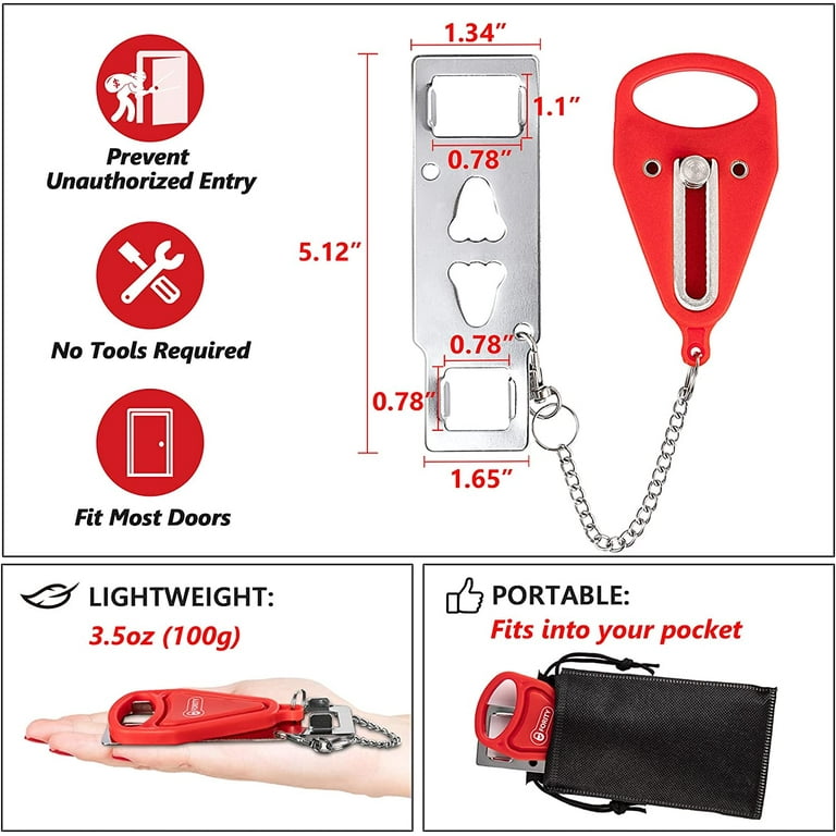 Portable Door Lock, Anti-Theft Lock, Travel Door Lock for