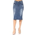 thumbnail image 6 of Fashion2Love Women's Juniors/Plus Size Ripped Middle Length Pencil Stretch Denim Skirt, 6 of 7