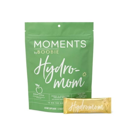 Boobie Hydromom Electrolyte Drink Mix for Moms Green Apple, 15 Count