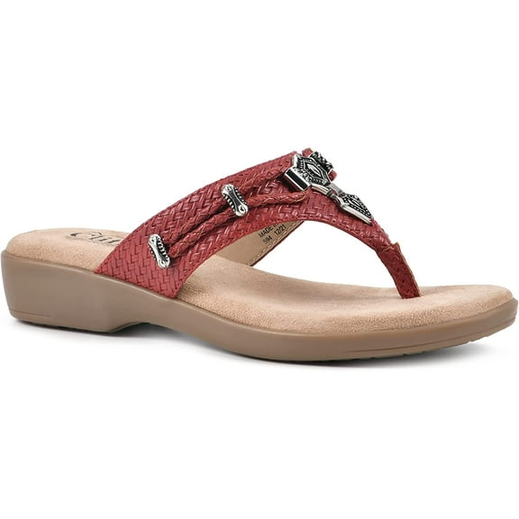 Cliffs by White Mountain Bailee Womens Thong Sandal 6.5 Red/Woven